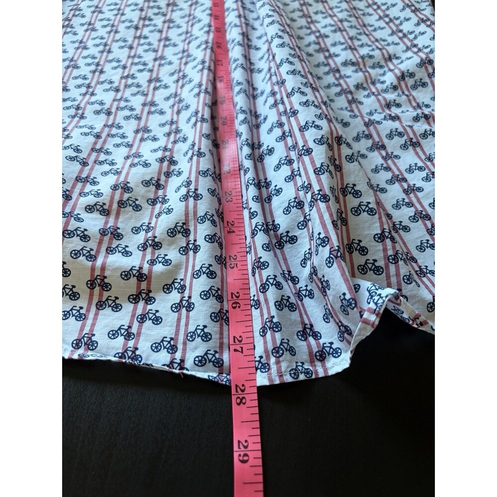 Grayson EUC The Hero 01 XS Button-up Shirt Top Striped Bicycle Print White Red - Picture 7 of 11
